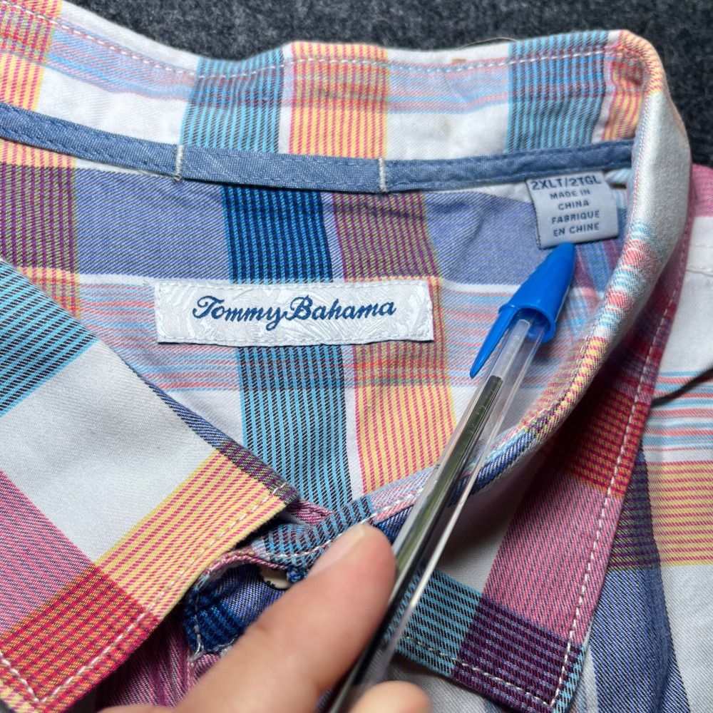 Tommy Bahama Button Up Shirt Mens 2XLT Multicolor Plaid Long Sleeve - Picture 2 of 6